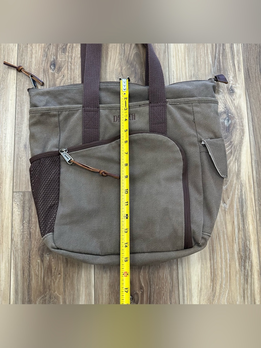 Duluth Trading Co. Canvas Tote Bag Zip Multipocket Brown - Picture 14 of 15
